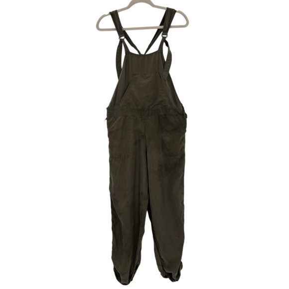 Bebe Army Green Bib Side Zip Stretch Utility Carpenter Overall Pants Size XS - Picture 1 of 12